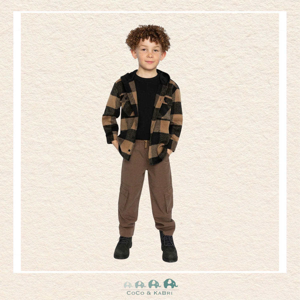 🇨🇦 Deux Par Deux Flannel Shirt With Fleece Hood Brown And Black Plaid