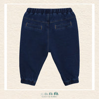 Back view of the Minymo Baby Sweat Denim showing the smooth, comfortable silhouette and the durable knit construction designed for active infants and toddlers