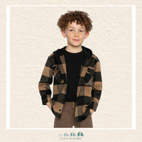 🇨🇦 Deux Par Deux Flannel Shirt With Fleece Hood Brown And Black Plaid
