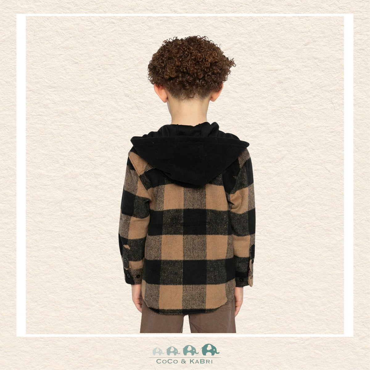 🇨🇦 Deux Par Deux Flannel Shirt With Fleece Hood Brown And Black Plaid