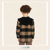 🇨🇦 Deux Par Deux Flannel Shirt With Fleece Hood Brown And Black Plaid