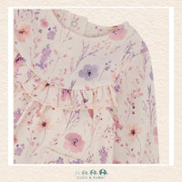 Deux Par Deux  Pink Floral Organic Cotton Tunic & Purple Legging Set