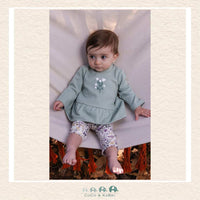 Deux Par Deux Sage Green Organic Cotton Tunic & Purple Floral Legging Set