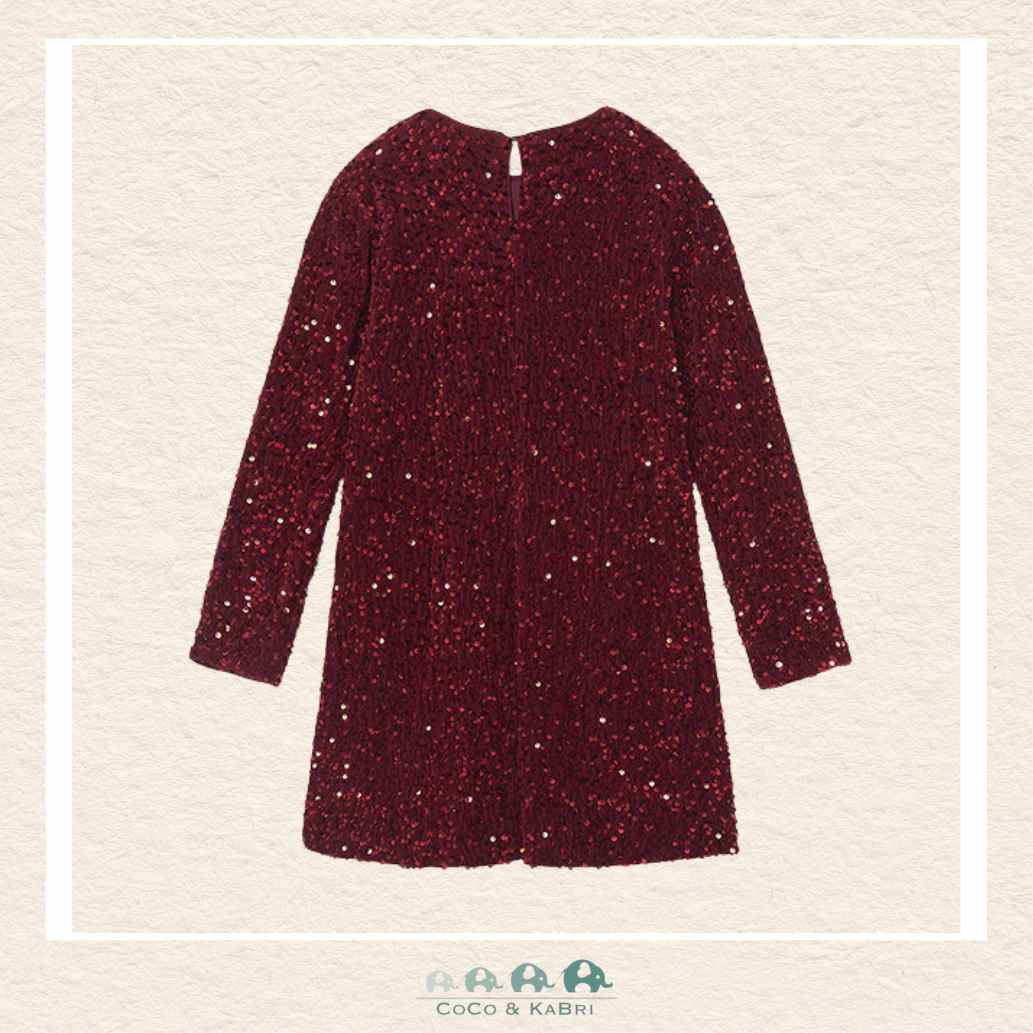 Mayoral : Youth Girls Velvet Sequin Dress - Maroon