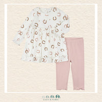🇨🇦 Petit Lem: Baby Girl Horseshoe Tunic Dress with Pink Leggings