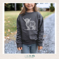 "The Bailey" Youth Sweatshirt - Charcoal - Highland Cow