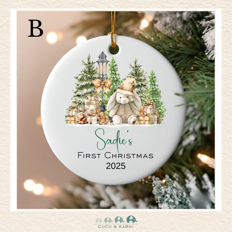 Customizable Ceramic Christmas Ornament 2.75"  First Christmas (Made to Order)