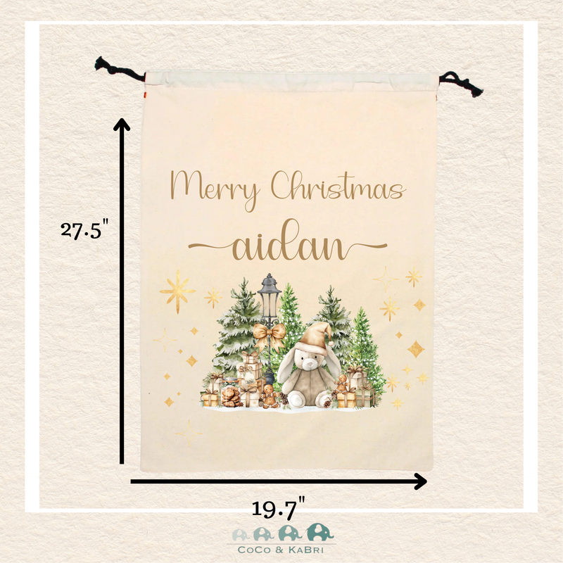 Custom Santa Sack - Gold Bunny Large Bag (Made To Order)