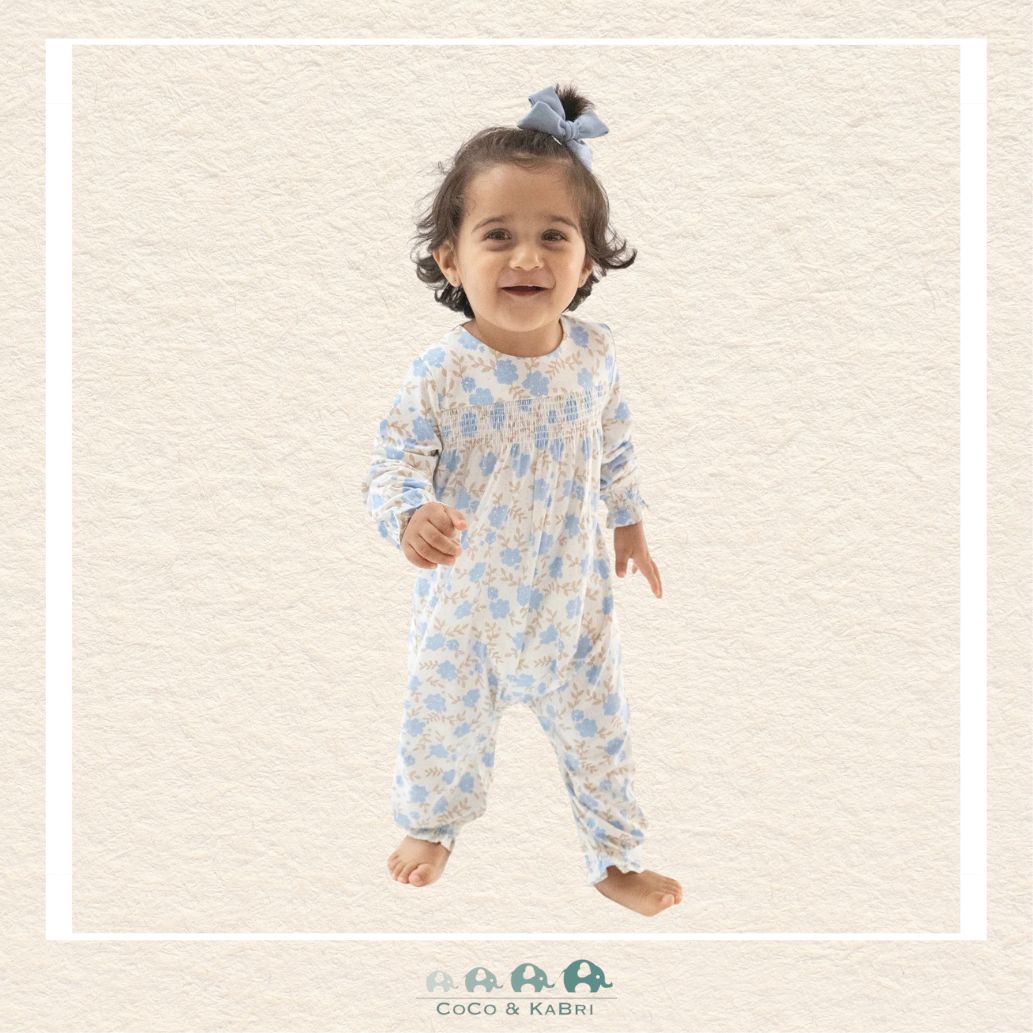 Angel Dear: Baby Blue Floral - Smocked Romper, CoCo & KaBri Children's Boutique