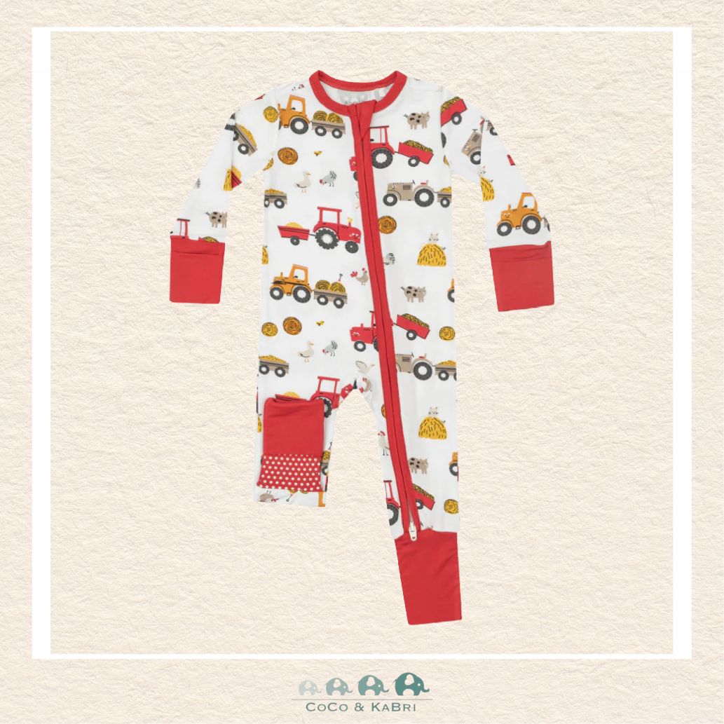 Angel Dear: Bamboo 2 Way Zipper Romper - Happy Tractors, CoCo & KaBri Children's Boutique