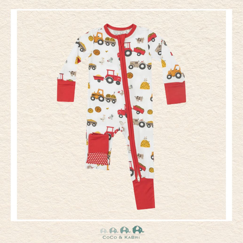 Angel Dear: Bamboo 2 Way Zipper Romper - Happy Tractors, CoCo & KaBri Children's Boutique