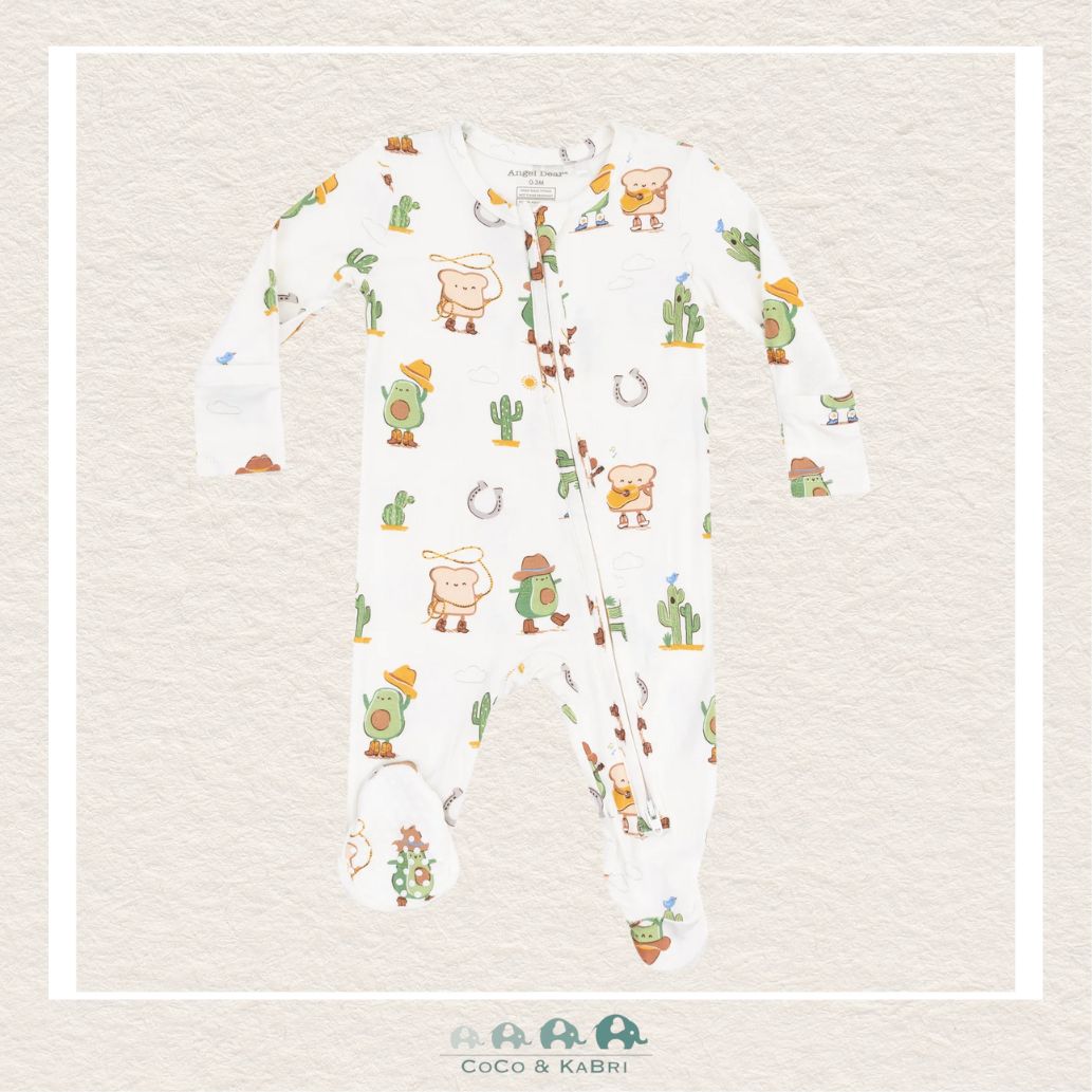 Angel Dear Bamboo Avocado Toast Western 2 Way Zipper Footie, CoCo & KaBri Children's Boutique