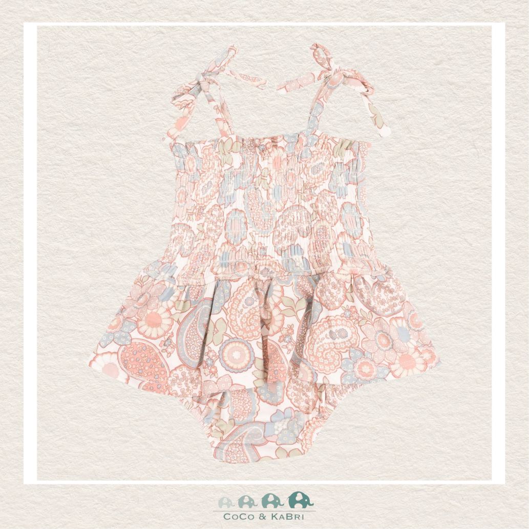 Angel Dear: Bamboo Folk Paisley Smocked Bubble W/ Skirt, CoCo & KaBri Children's Boutique