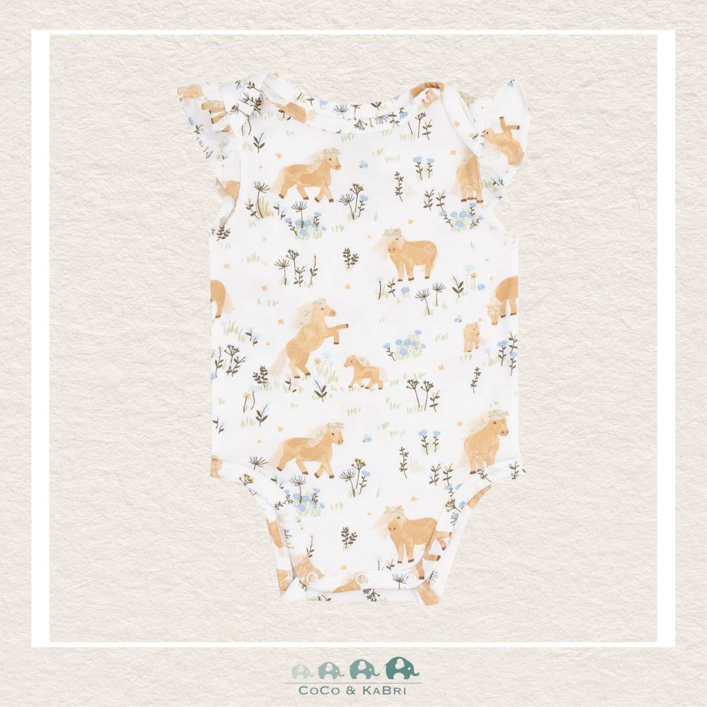 Angel Dear: Bamboo Pretty Ponies Ruffle Sleeve Bodysuit, CoCo & KaBri Children's Boutique