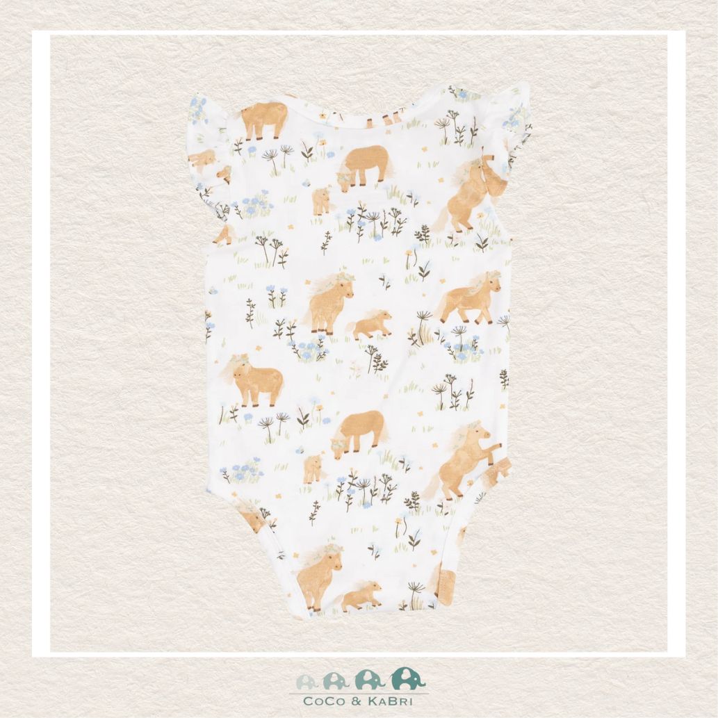 Angel Dear: Bamboo Pretty Ponies Ruffle Sleeve Bodysuit, CoCo & KaBri Children's Boutique