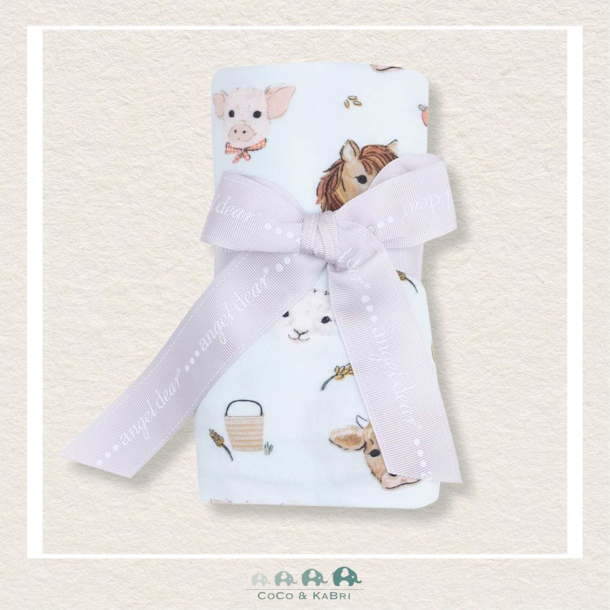 Angel Dear: Bamboo Vintage Animals Faces Blue Swaddle Blanket, CoCo & KaBri Children's Boutique