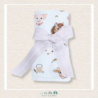 Angel Dear: Bamboo Vintage Animals Faces Blue Swaddle Blanket, CoCo & KaBri Children's Boutique