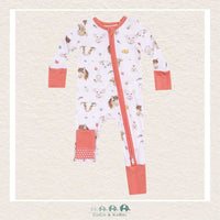 Angel Dear: Bamboo Vintage Animals Faces Pink 2 Way Zipper Romper, CoCo & KaBri Children's Boutique