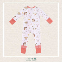 Angel Dear: Bamboo Vintage Animals Faces Pink 2 Way Zipper Romper, CoCo & KaBri Children's Boutique