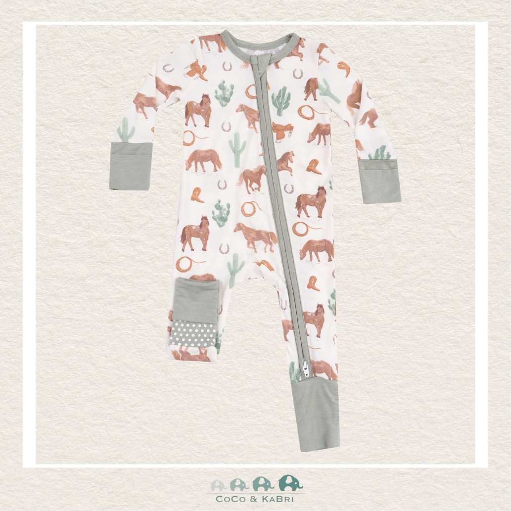 Angel Dear: Bamboo Western Horses 2 Way Zipper Romper, CoCo & KaBri Children's Boutique