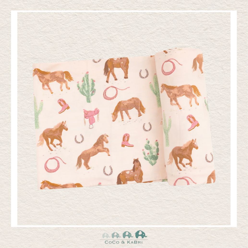 Angel Dear: Bamboo Western Horses Swaddle Blanket - Pink, CoCo & KaBri Children's Boutique