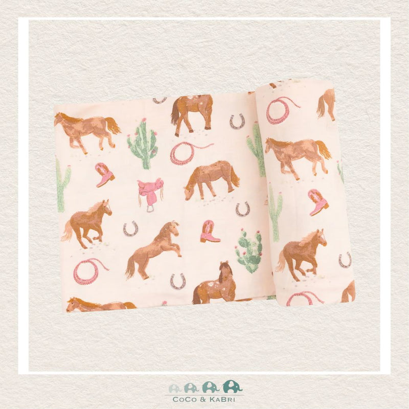Angel Dear: Bamboo Western Horses Swaddle Blanket - Pink, CoCo & KaBri Children's Boutique