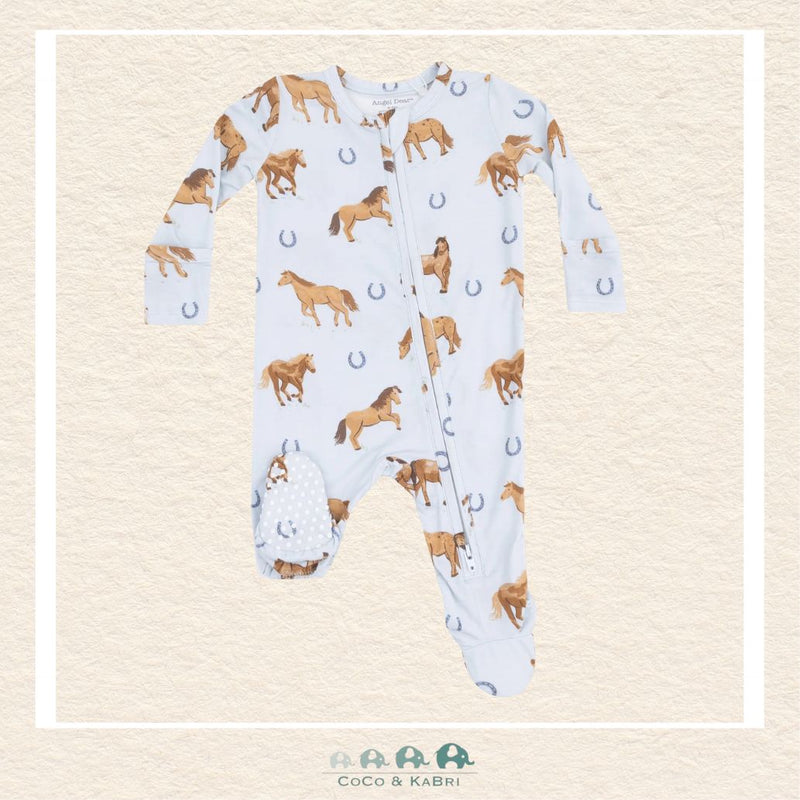 Angel Dear: Blue Horses - 2 Way Zipper Footie, CoCo & KaBri Children's Boutique