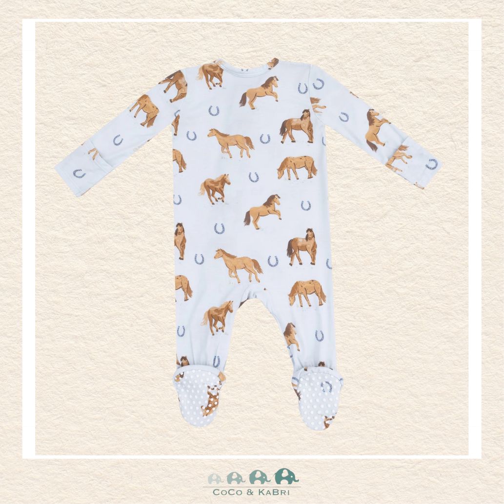 Angel Dear: Blue Horses - 2 Way Zipper Footie, CoCo & KaBri Children's Boutique