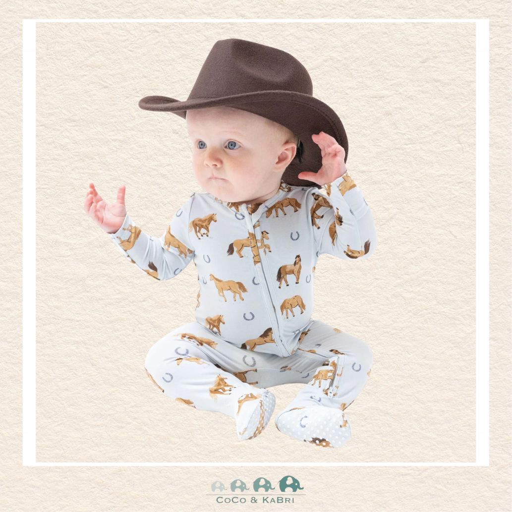 Angel Dear: Blue Horses - 2 Way Zipper Footie, CoCo & KaBri Children's Boutique