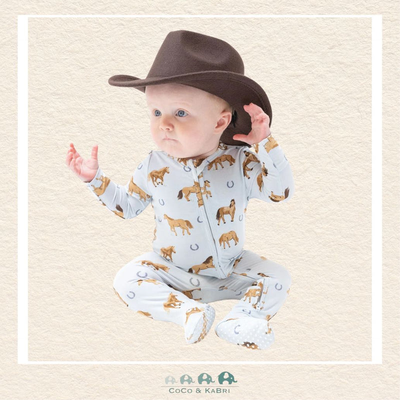 Angel Dear: Blue Horses - 2 Way Zipper Footie, CoCo & KaBri Children's Boutique