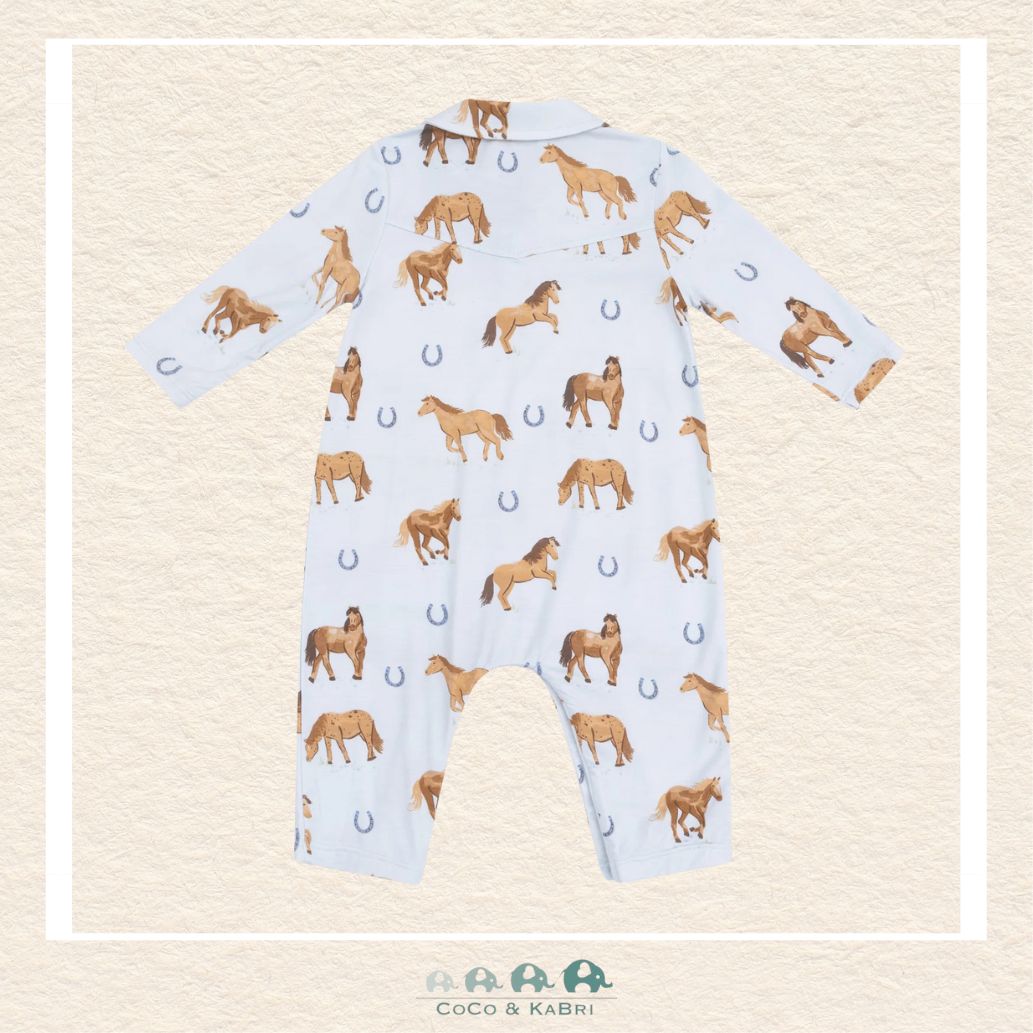 Angel Dear: Blue Horses Cowboy Romper, CoCo & KaBri Children's Boutique