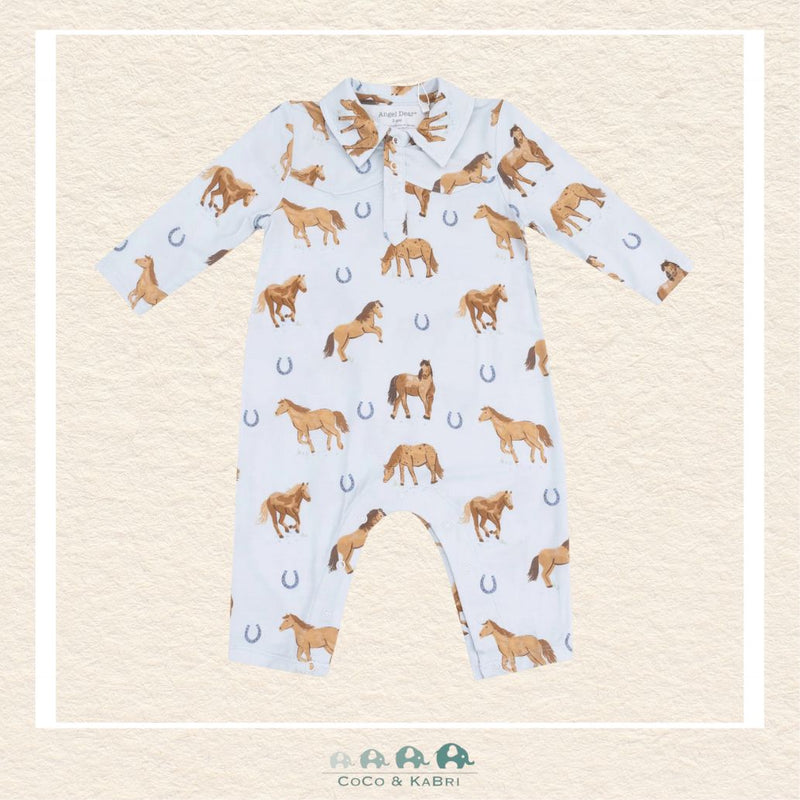 Angel Dear: Blue Horses Cowboy Romper, CoCo & KaBri Children's Boutique