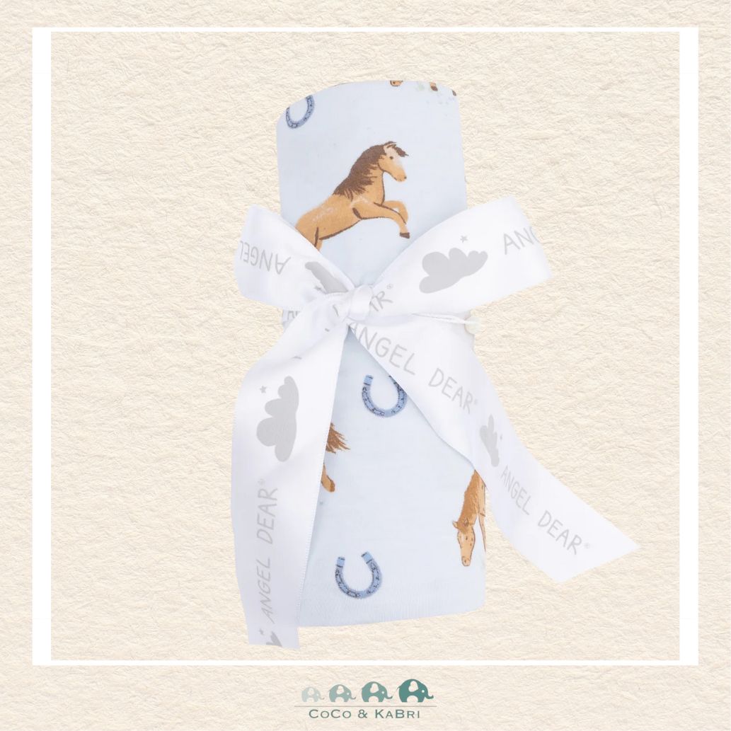 Angel Dear: Blue Horses - Swaddle Blanket, CoCo & KaBri Children's Boutique