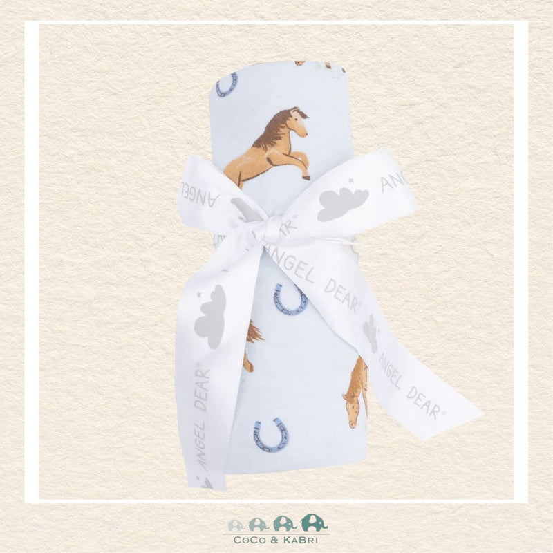 Angel Dear: Blue Horses - Swaddle Blanket, CoCo & KaBri Children's Boutique