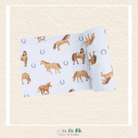 Angel Dear: Blue Horses - Swaddle Blanket, CoCo & KaBri Children's Boutique
