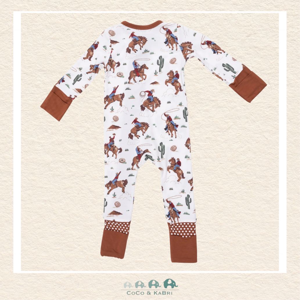 Back view of Angel Dear baby boys convertible romper showing the high-quality construction and flexible fit for active play | Canada