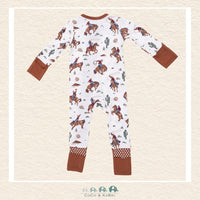 Back view of Angel Dear baby boys convertible romper showing the high-quality construction and flexible fit for active play | Canada