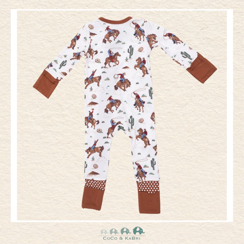 Back view of Angel Dear baby boys convertible romper showing the high-quality construction and flexible fit for active play | Canada