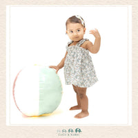 Angel Dear Camille Floral Top and Bloomer set on child showing the airy organic muslin fit and whimsical ruffled silhouette | Canada