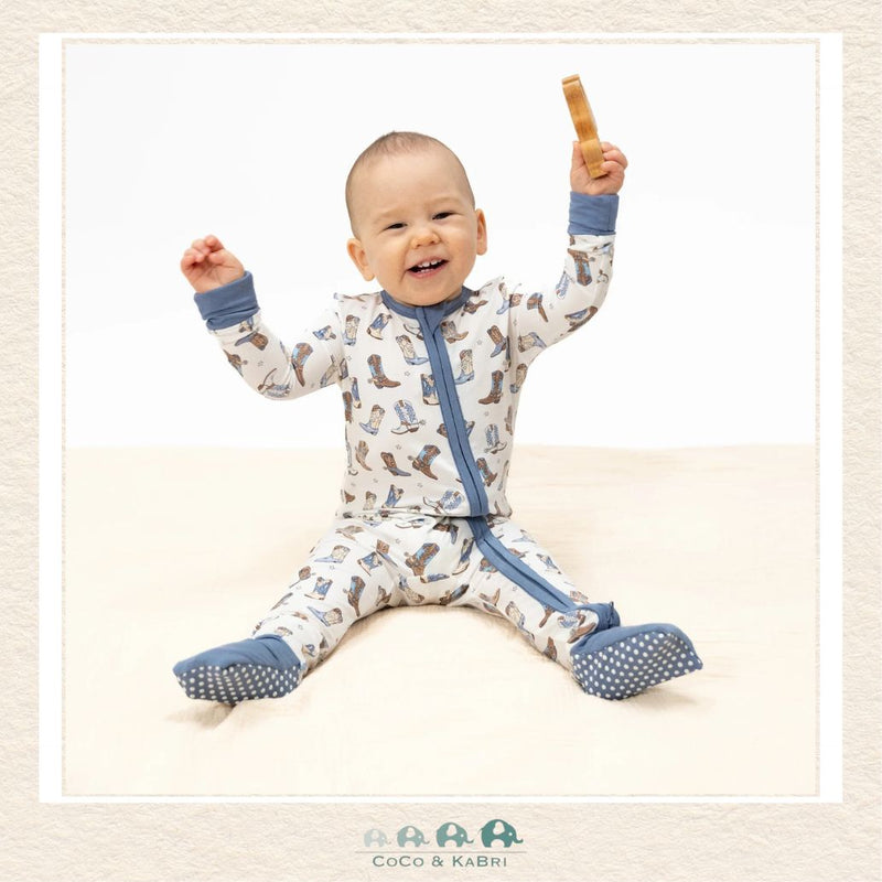 Angel Dear Cowboy Boots Convertible Romper on infant showing the soft bamboo fit and high-personality Western boutique style | Canada
