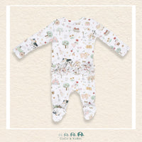 Back view of Angel Dear Cute Farm Animals sleeper showing the sweet ruffle detailing and charming ranch-inspired print | Canada