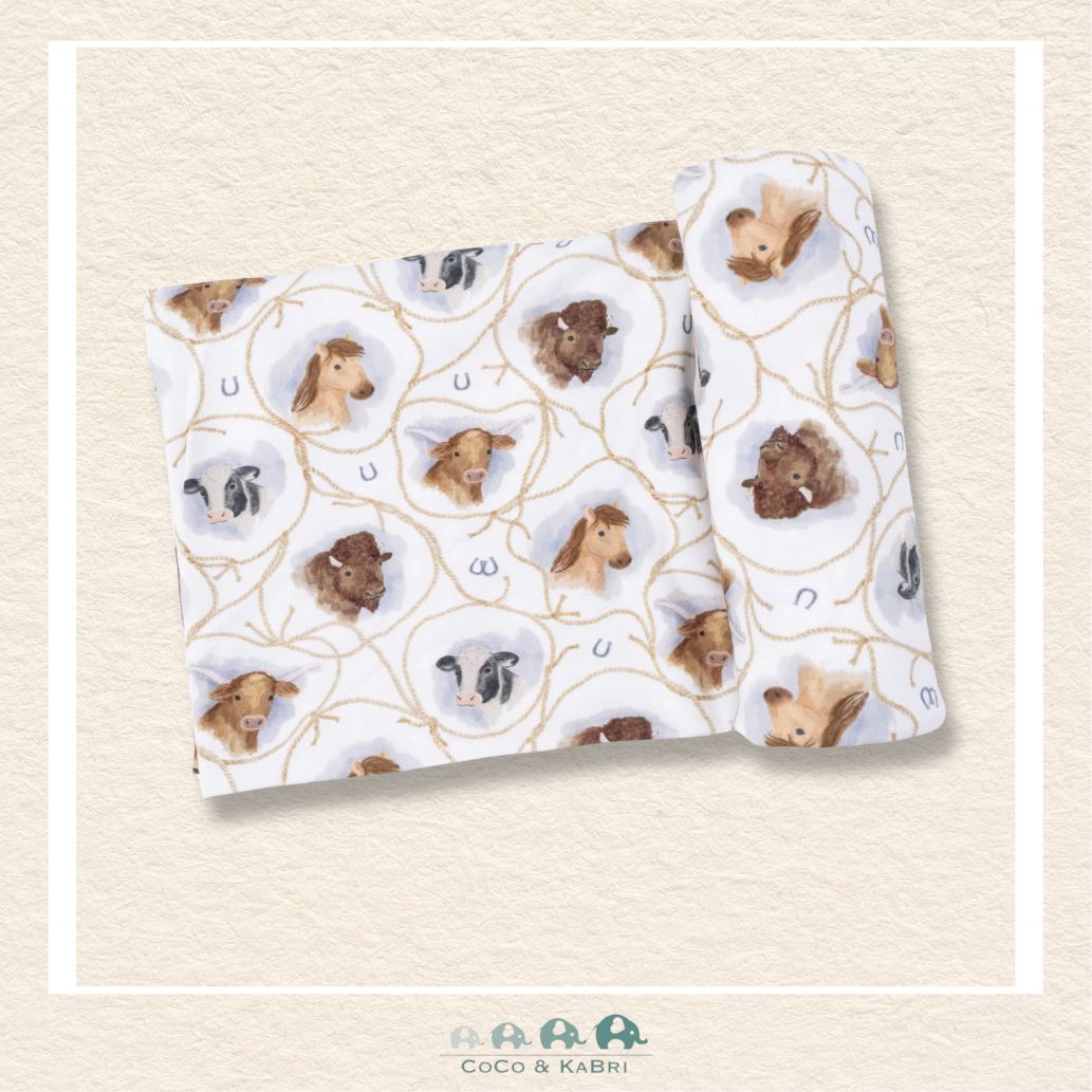 Angel Dear: Farm Animals Rope Cameos Uni - Swaddle Blanket, CoCo & KaBri Children's Boutique, Brooks Alberta Canada