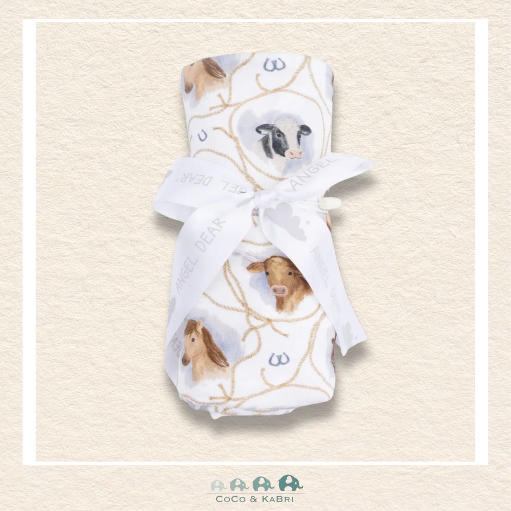 Angel Dear: Farm Animals Rope Cameos Uni - Swaddle Blanket, CoCo & KaBri Children's Boutique Brooks Alberta Canada