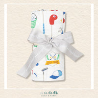 Angel Dear Golf Club swaddle blanket rolled and tied with a boutique ribbon for a sophisticated, sport-themed gift presentation | Canada