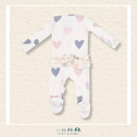 Angel Dear: Hearts Modal Ribbed 2 Way Ruffle Zipper Footie, CoCo & KaBri Children's Boutique