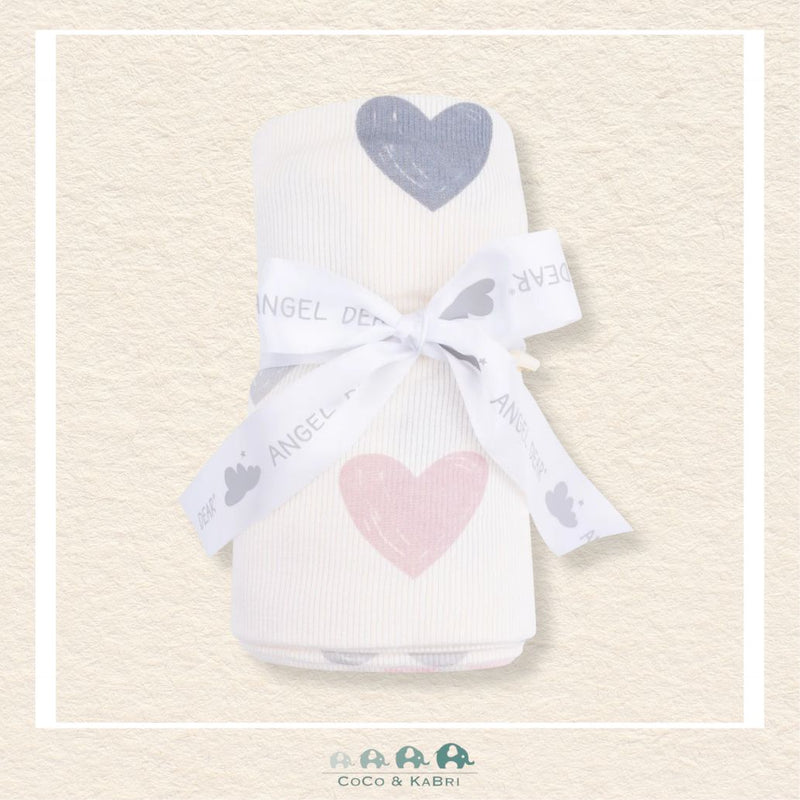Angel Dear: Hearts Modal Ribbed Swaddle Blanket, CoCo & KaBri Children's Boutique