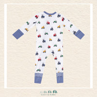 Angel Dear: Mini Tractors - 2 Way Zipper Romper, CoCo & KaBri Children's Boutique