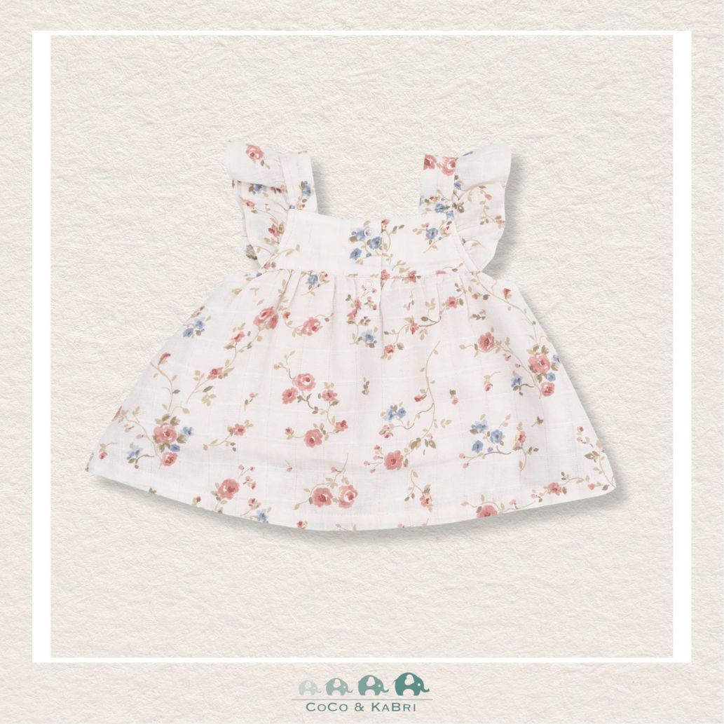 Angel Dear: Muslin Climbing Roses Pinafore & High Waisted Diaper Cover, CoCo & KaBri Children's Boutique