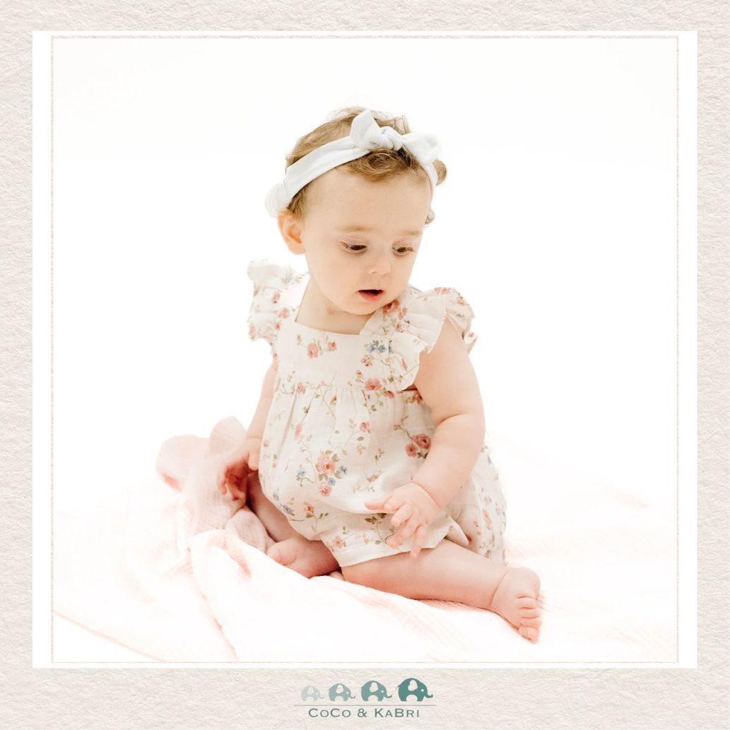 Angel Dear: Muslin Climbing Roses Pinafore & High Waisted Diaper Cover, CoCo & KaBri Children's Boutique