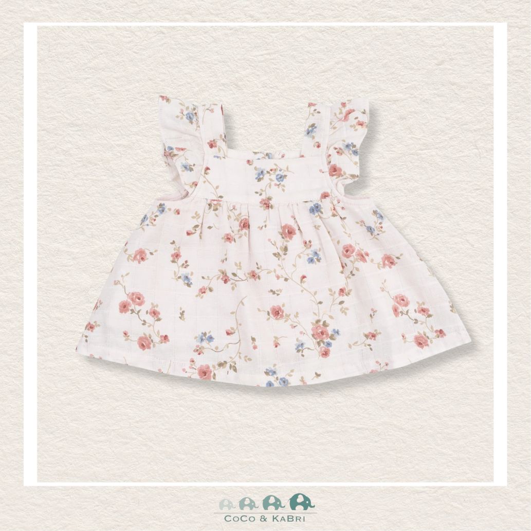 Angel Dear: Muslin Climbing Roses Pinafore & High Waisted Diaper Cover, CoCo & KaBri Children's Boutique